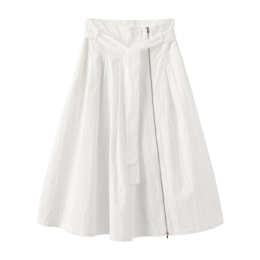 Structured Pleat Zip A-Line Skirt