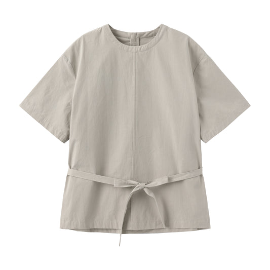 Minimal Tie-Waist Cotton Set - Top