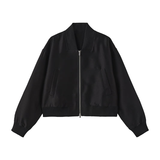 Refined Wool-Silk Bomber Jacket