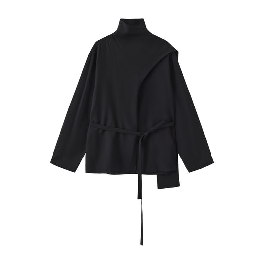 Architectural Drape Shirt 飘带领一片式长袖衬衫 设计感高级宽松上衣